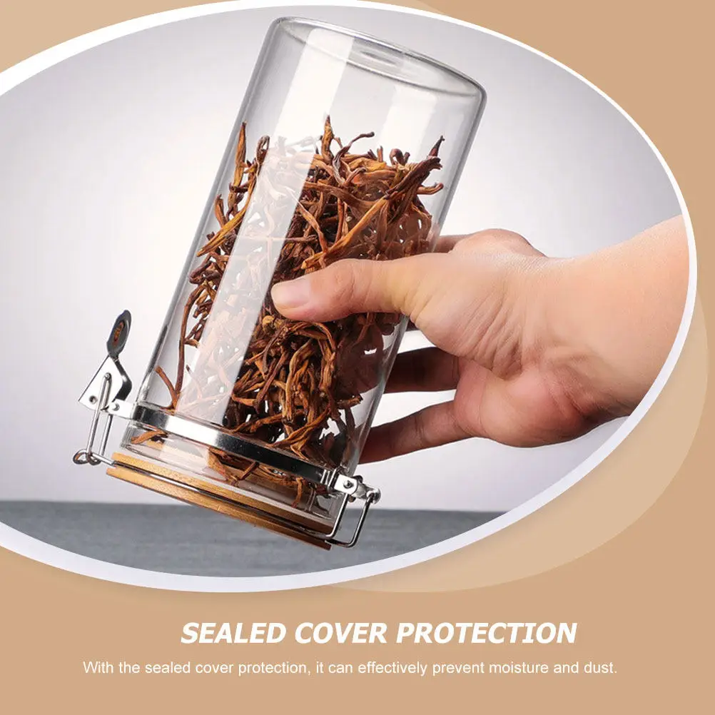 2Pcs Airtight Storage Jars Clear Glass Food Containers Kitchen Canisters for Grains Rice Flour Tea Candy Dry Food Storage