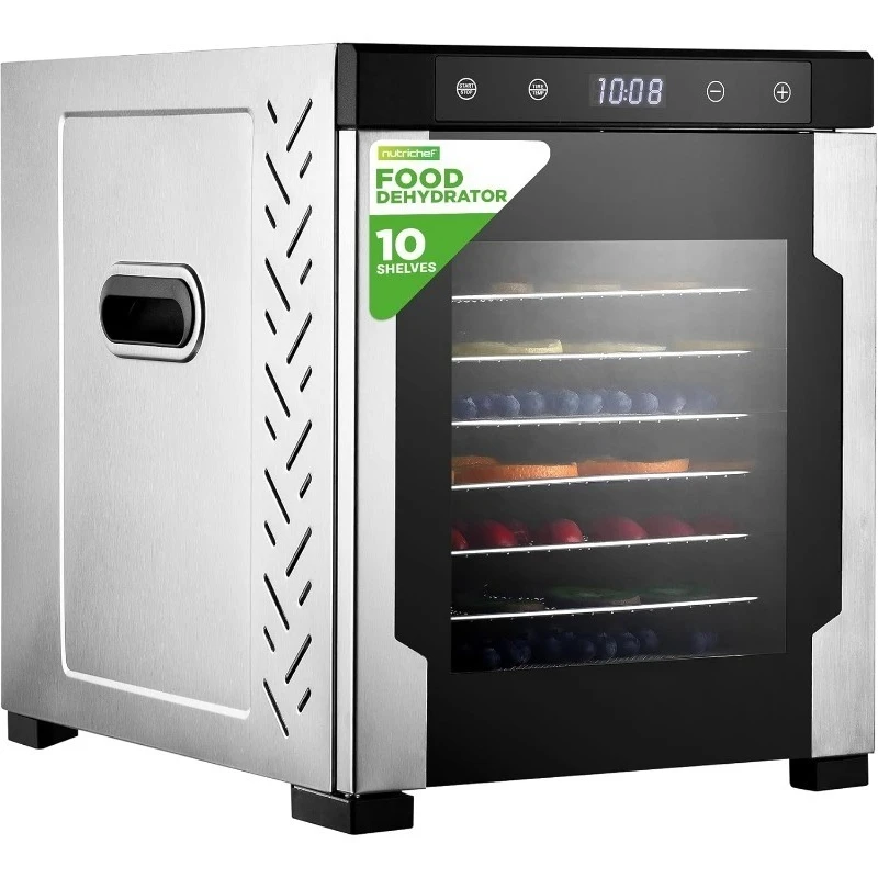 مجفف طعام كهربائي على سطح الطاولة -900 وات قسط متعدد الطبقات لحم البقر متشنج صانع الفواكه/الخضروات مع 10 أشرطة