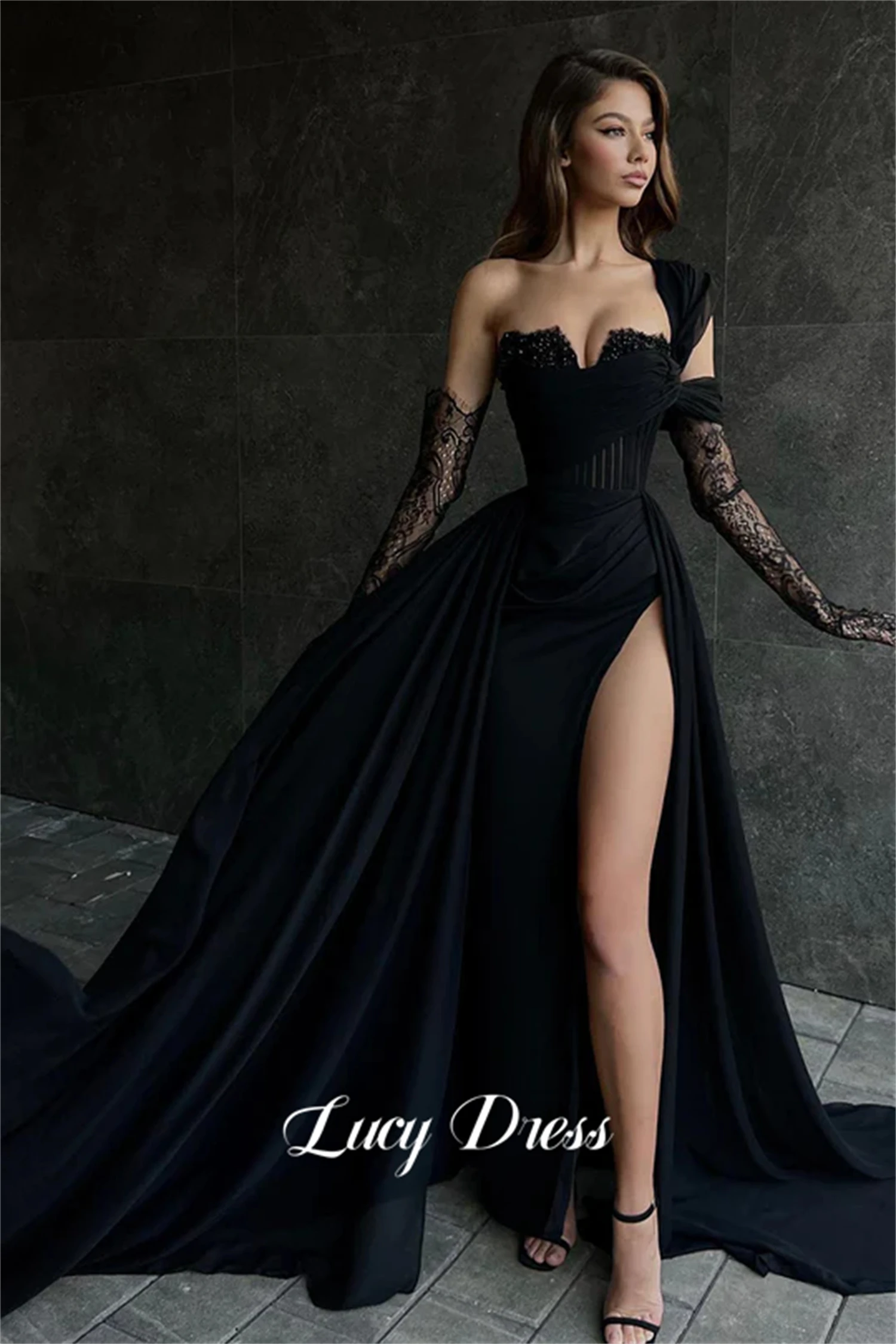 Lucy Luxurious Evening Dress Bead Embroidery Decoration Dresses for Prom Long Wedding Party Sharon Happy 2024 New Customized