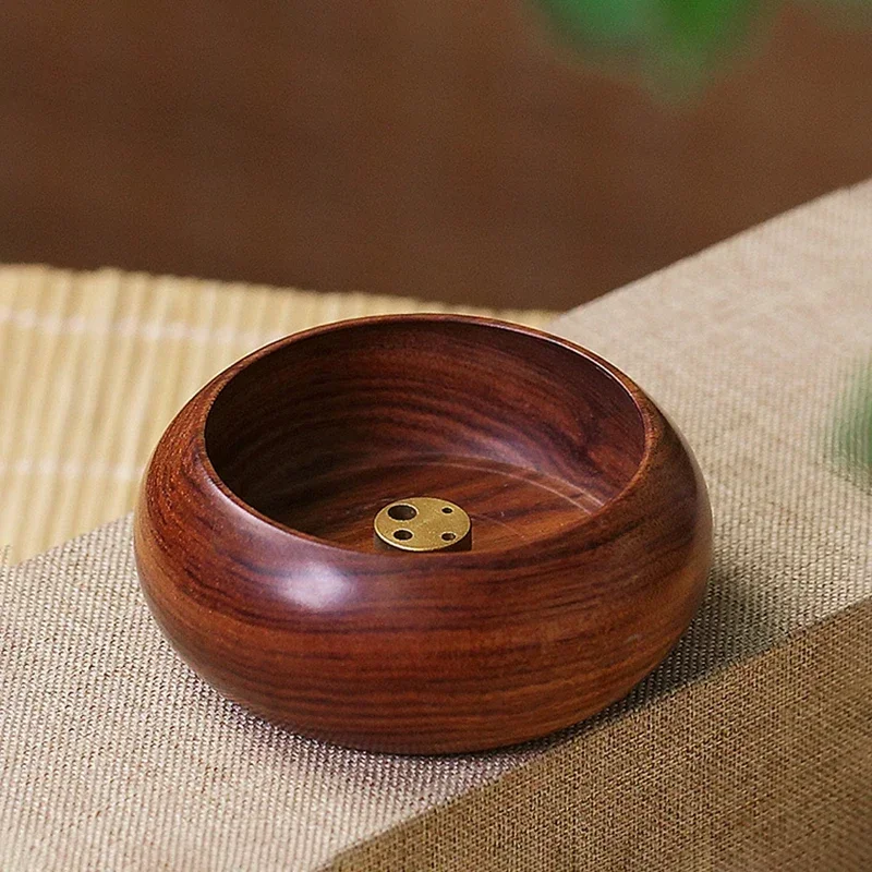 New Fragrance Insertion Solid Wood Mini Circular Incense Stove Indoor Incense Wood Pear Multi Hole Thread Zen Incense Burner