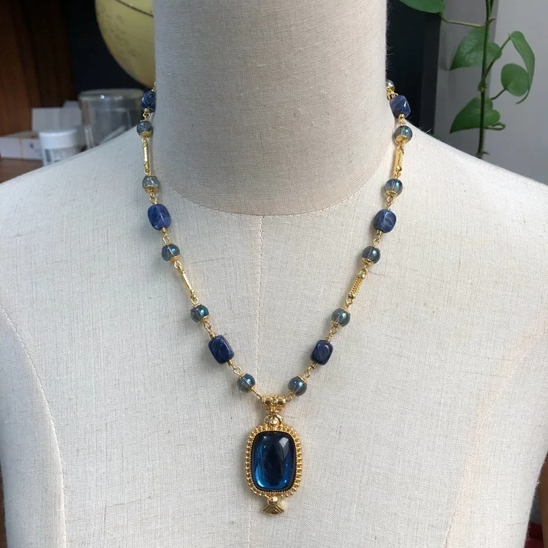 NISHIZAWA สีฟ้าต่างหูผู้หญิงเรขาคณิต Palace สไตล์ Pendientes Mujer Vintage Elegant Evening Party เครื่องประดับ