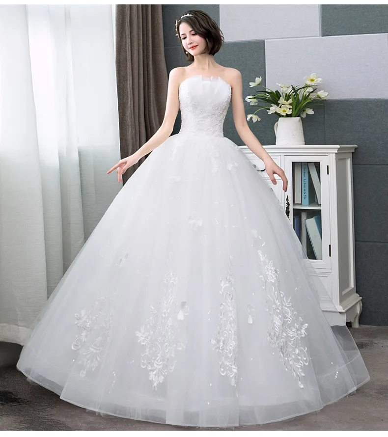 

Real Photo Hot Sale Korean Lace Up Ball Gown Cheap Wedding Dresses 2024 New Fashion Claasic Custom Plus Size Elegan Bridal Dress