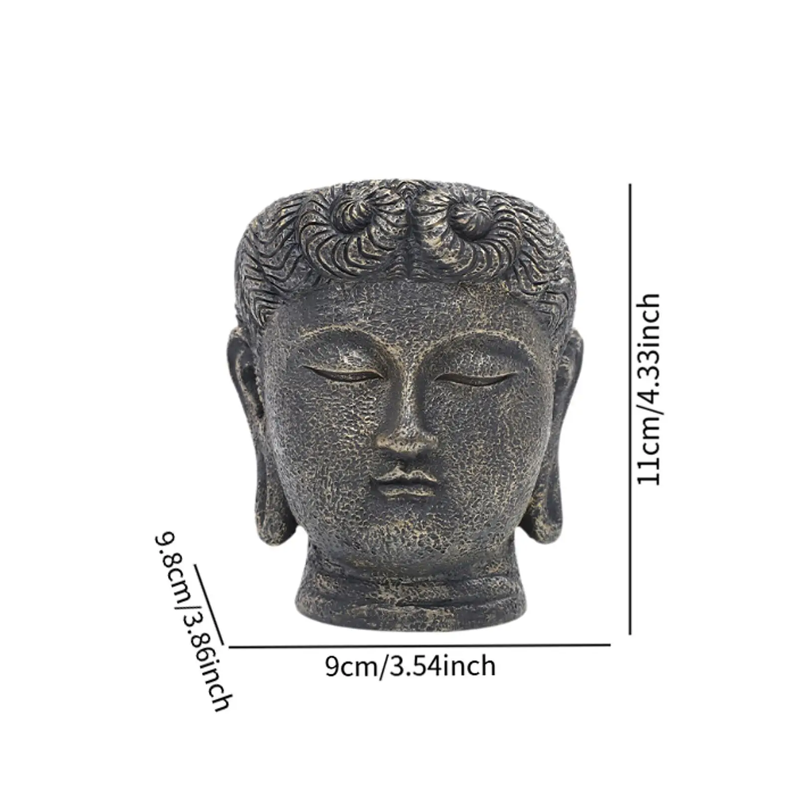 Resin Buddha Head Plant Pot Unique Flowerpot Figurine Ornament for Living Room Tabletop Display