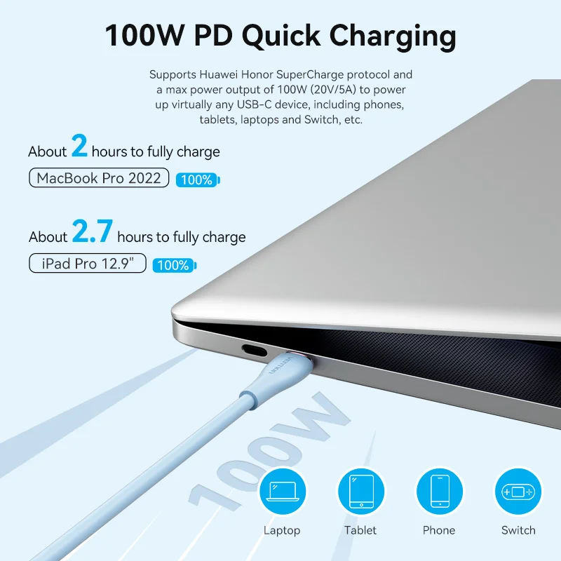 Vention 100 Вт USB Type C к USB C кабель для MacBook iPad Samsung S21 Xiaomi PD Быстрая зарядка 5А USB Type-C провод шнур