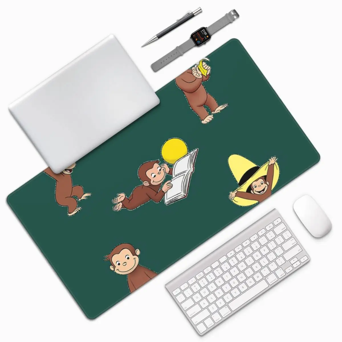 

George The Curious Monkey Cartoon For Kids Pack Large Mouse Pad Computer Keyboard Mouse Mat Gamer PC Laptop Desk