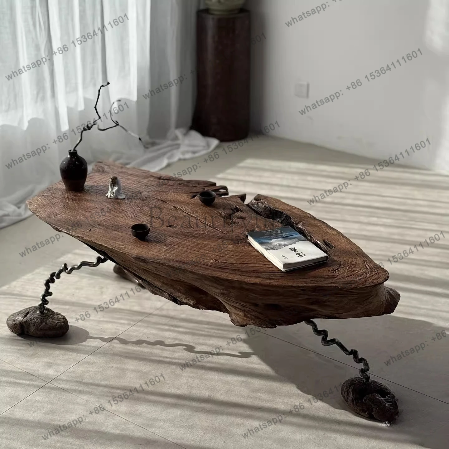 Outdoor root carving coffee table whole board dry bubble table gazebo low table