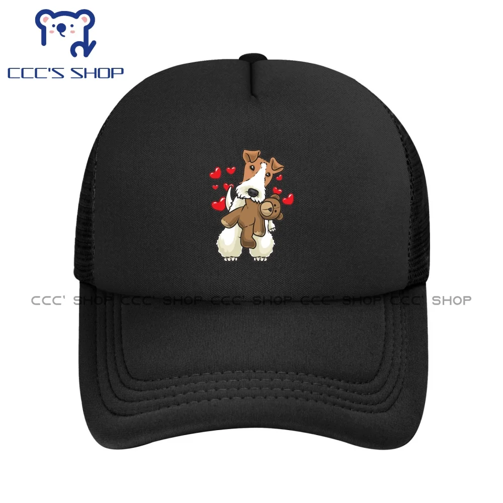 Fox Terrier Wirehaired Dog with Stuffed Animal  Baseball cap Snapback Caps Knitted Hat