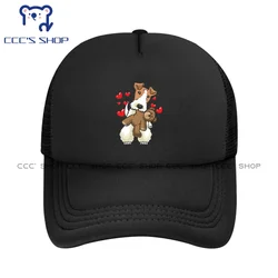 Fox Terrier Wirehaired Dog with Stuffed Animal  Baseball cap Snapback Caps Knitted Hat