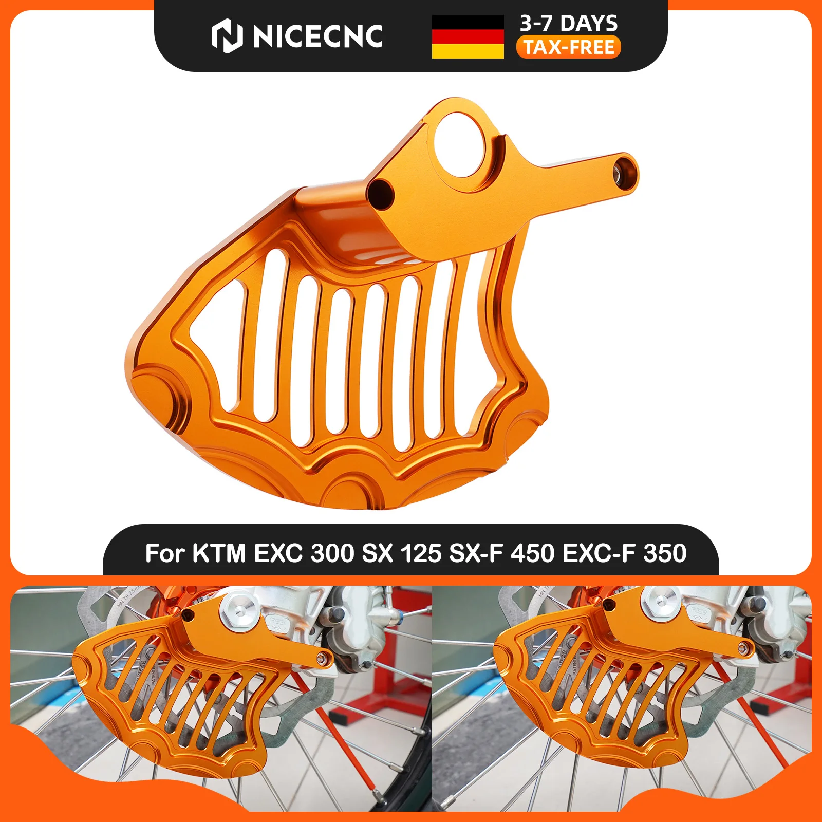 Image of NICECNC Für KTM EXC 300 EXC-F 350 2004-2014 Aluminium Vorderradbremsscheibenschutz SX 125 SX-F 450 XC 300 XC-F XC-W 500 XCF-W Für Husqvarna TC FC TE FE