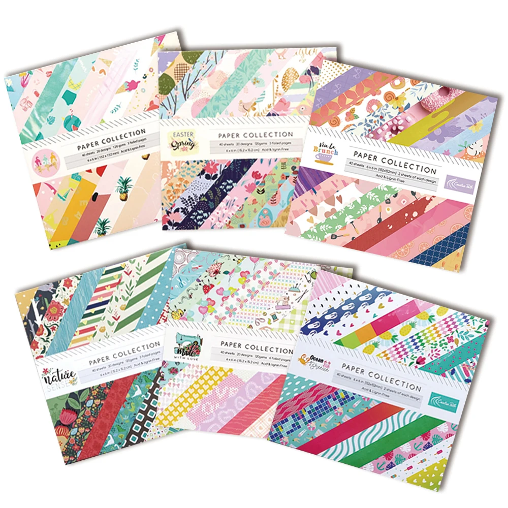 Papel Decorativo para Scrapbooking Creative Path de 6 Pulgadas, Papel Cuadrado con Patrones para Diario, Papel de Fondo para Manualidades, Origami y Creación de Tarjetas