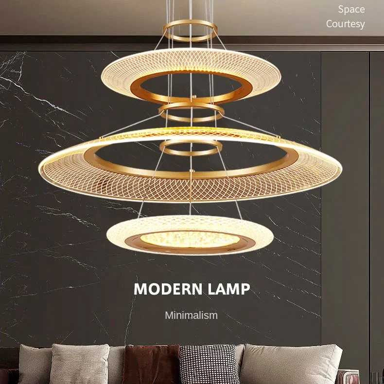 Modern LED Screw Ceiling Chandeliers Luxury Ring Villa Pendant Lamps Atmosphere High-end  Living Dining Room Hanging Light