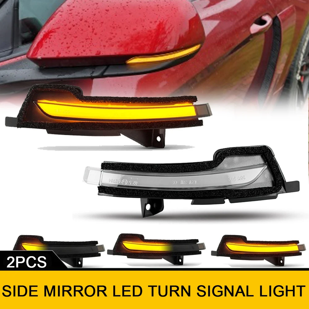 

For Ford Mustang 2015-2021 LED Dynamic Amber Side Mirror Repeat Blinker Turn Signal Lights No Error Car Styling