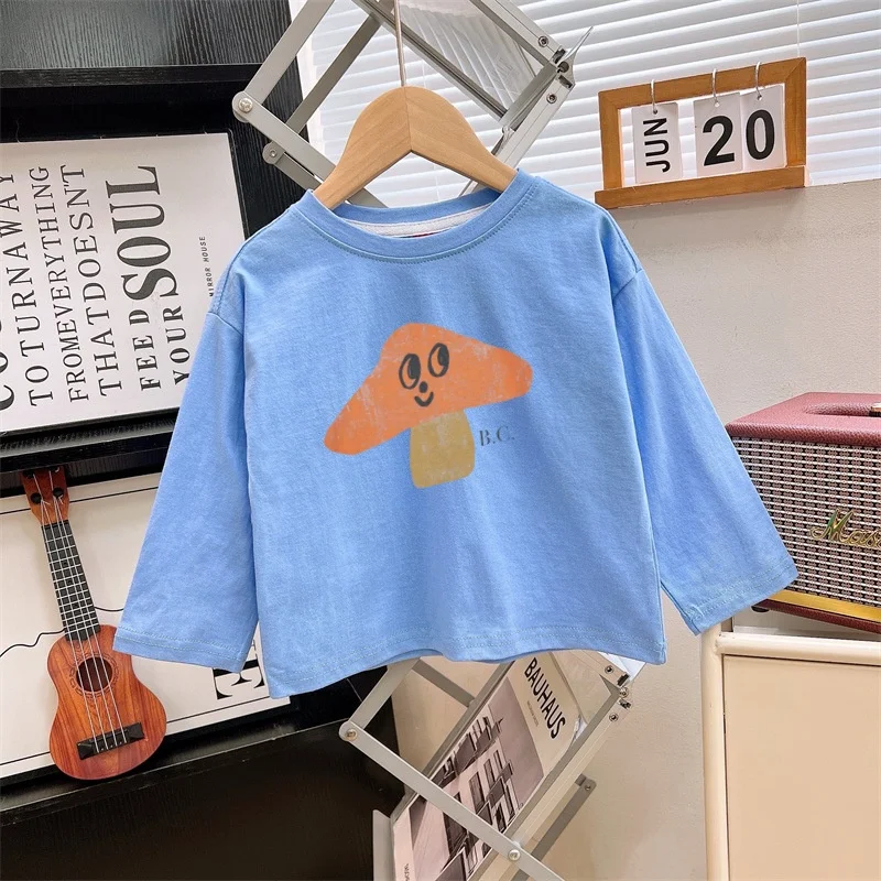 Children\'s T-shirts Full Sleeve Girls Top Tees Boys Shirts Crew Neck Pull Over Kids T Shirt 2024 Autumn Cartoon Baby Clothing