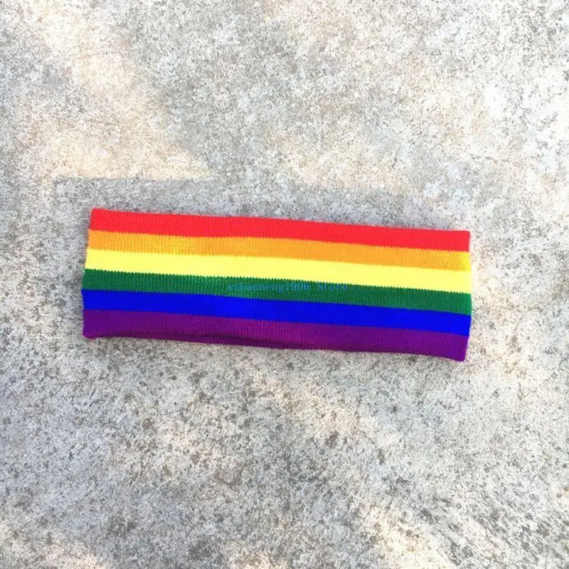 85LF Japanese Sweet Women Girls Knitted Wide Headband Rainbow Colorful Stripes Hairba