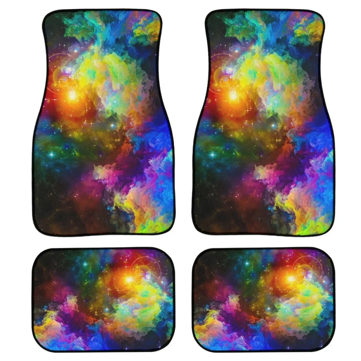 Tapetes coloridos com estampa de galáxia, antiderrapantes, laváveis, acessórios interiores automotivos, proteção para a maioria dos caminhões 2023