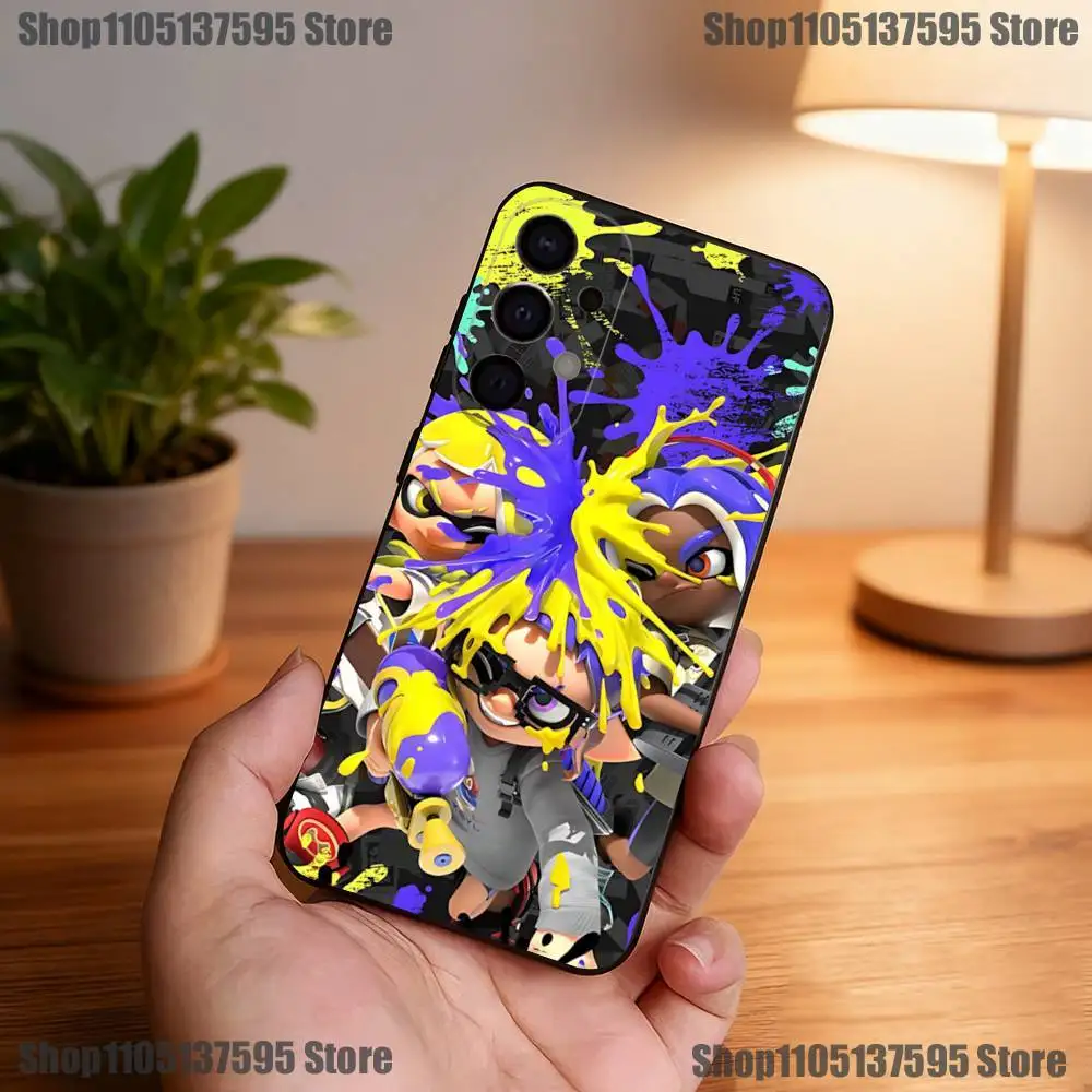 Funda de teléfono Game Splatoon para Samsung S25,S24,S21,S22,S23,S30,Ultra,S20,Plus,Fe,Lite,5G, funda negra