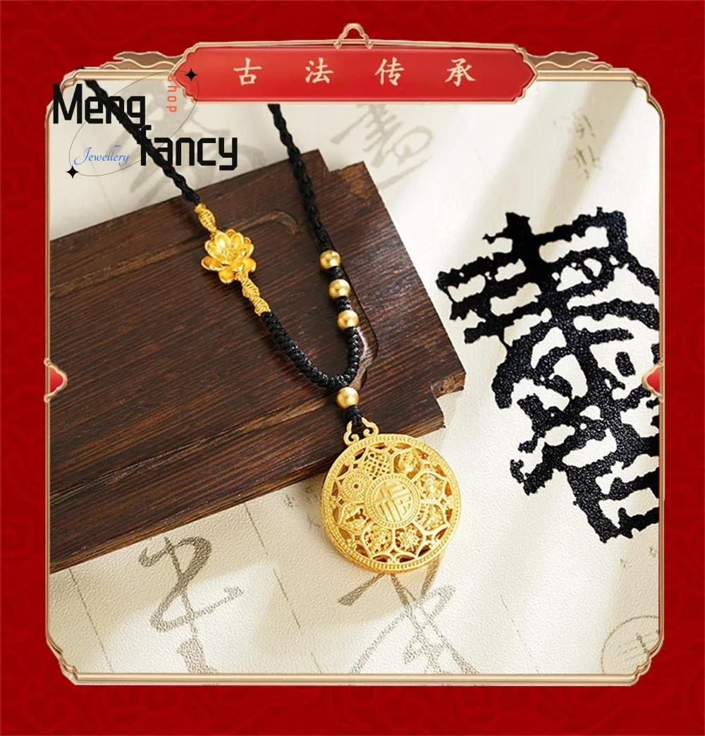 Hollowed Out Sand Gold Necklace Retro Chinese Style Exquisite Light Luxury High-grade Feeling Lotus Fashion Ornaments Jewellery