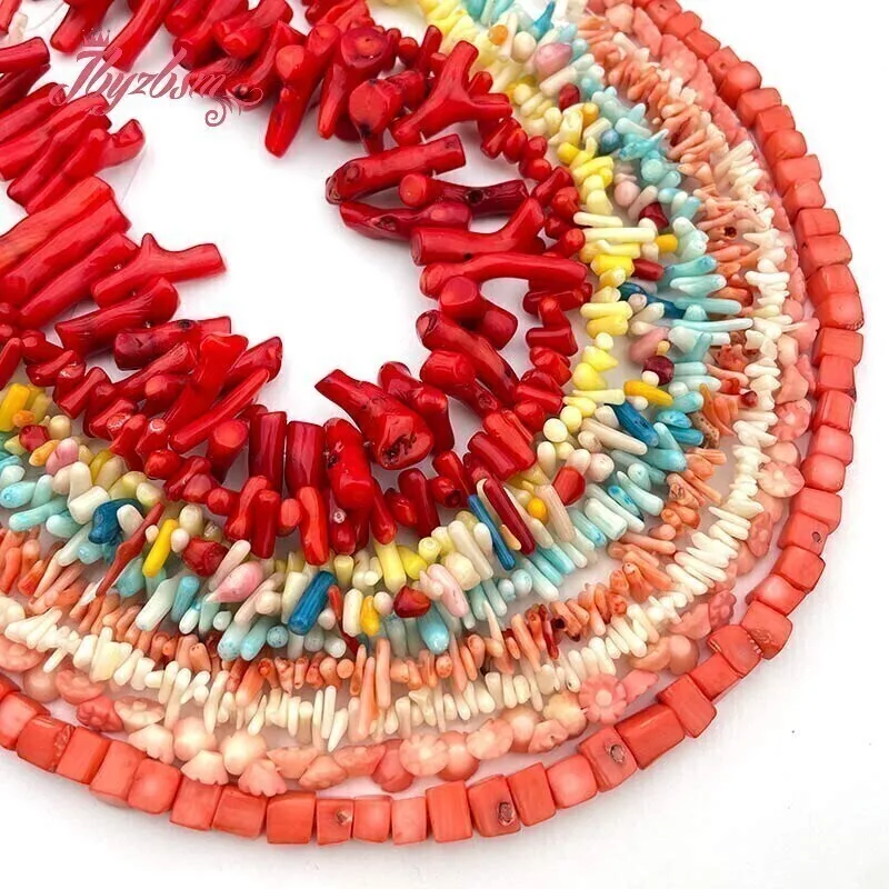 Natural Coral Stone Beads Spacer Loose For Jewelry Making Strand 15Inch  DIY Necklace Bracelets Earring image 4