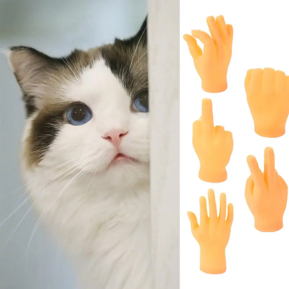 Cat Interactive Funny Gesture Toys Mini Multi-Style Teasing Cat Plastic Finger Human Fake Hand Gloves Pet Toys Supplies