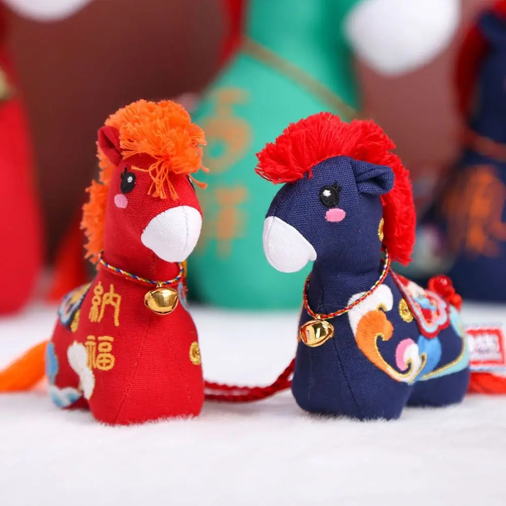 New Plush Chinese Horse Mascot Embroidery Stuffed Animal Plush Doll Horse 12/32cm New Year Blessing Souvenir Festival Decoration