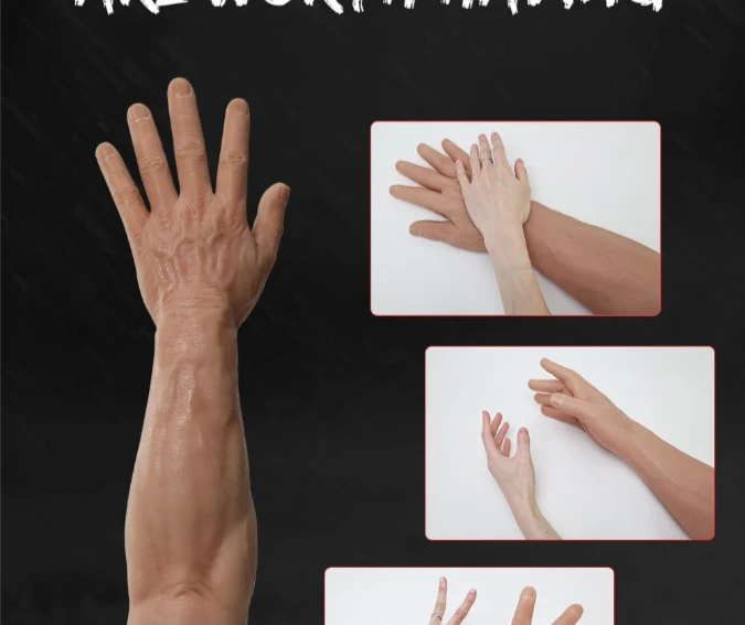 Artificial Silicone Male Hand Sleeve Muscle Hands for Crossdresser Realistic Silicone Man Hands Cover