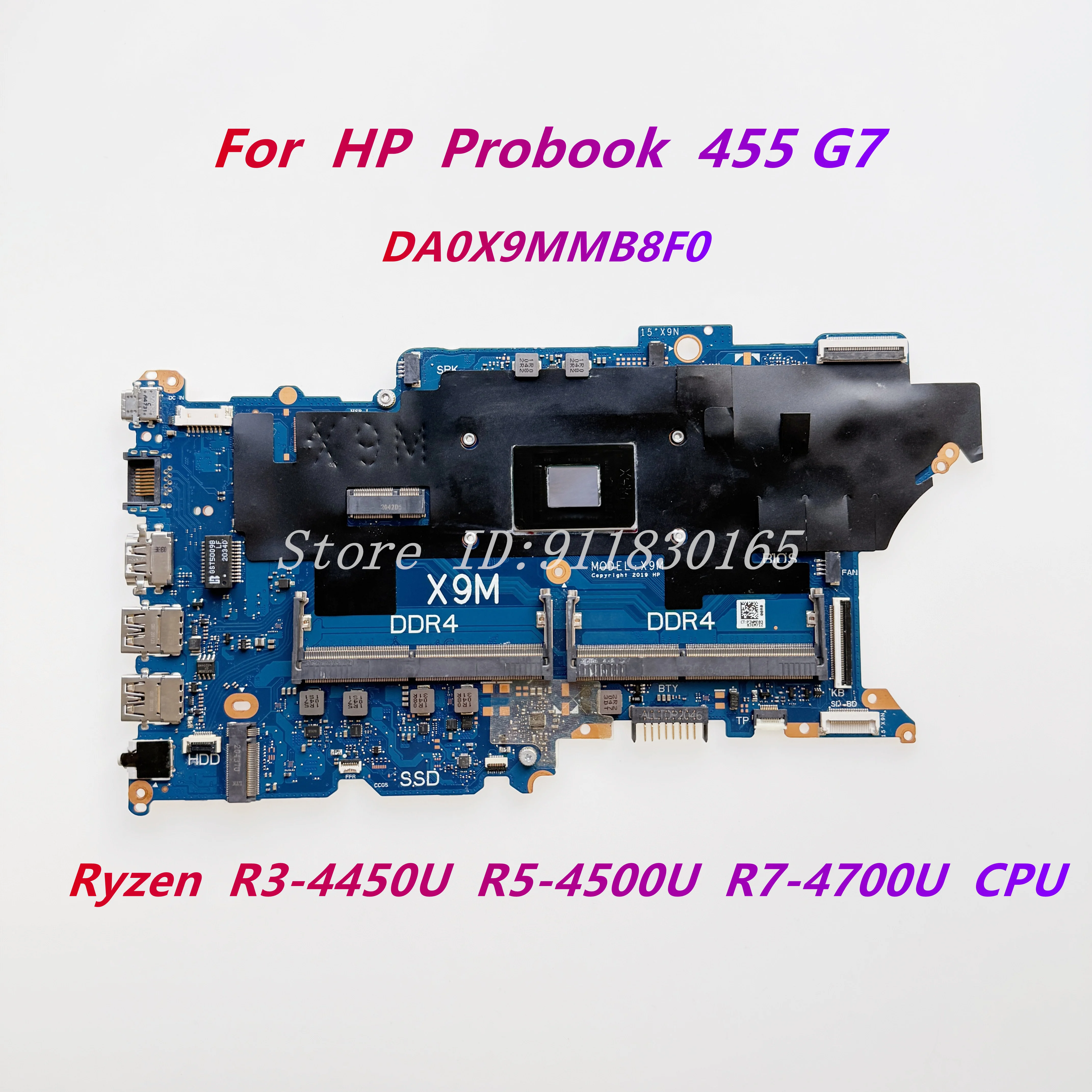 DA0X9MMB8F0 X9M For HP Probook 455 G7 Laptop Motherboard L98556