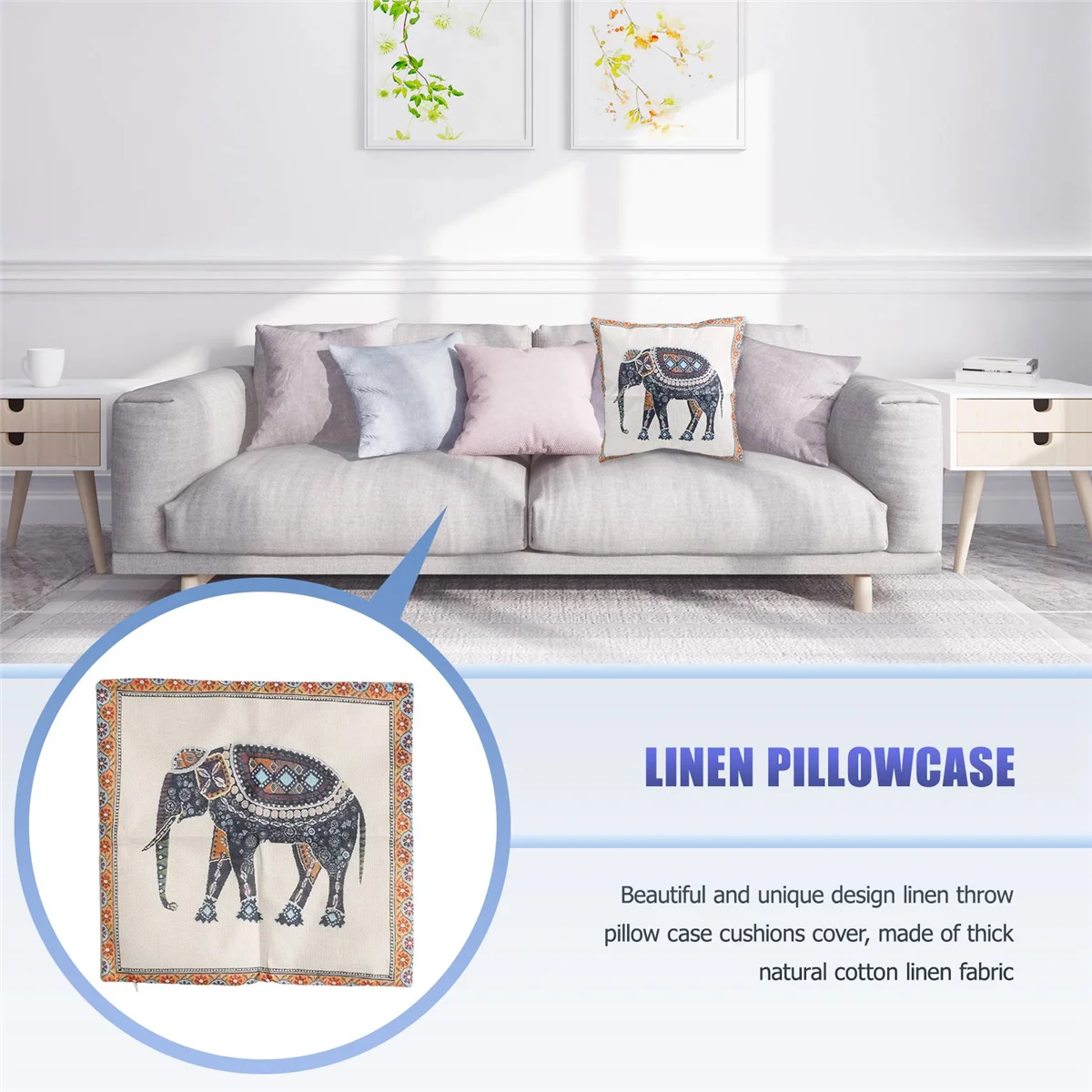 Индийский вязаный слон из хлопка и льна, наволочка, чехол для подушки, декор