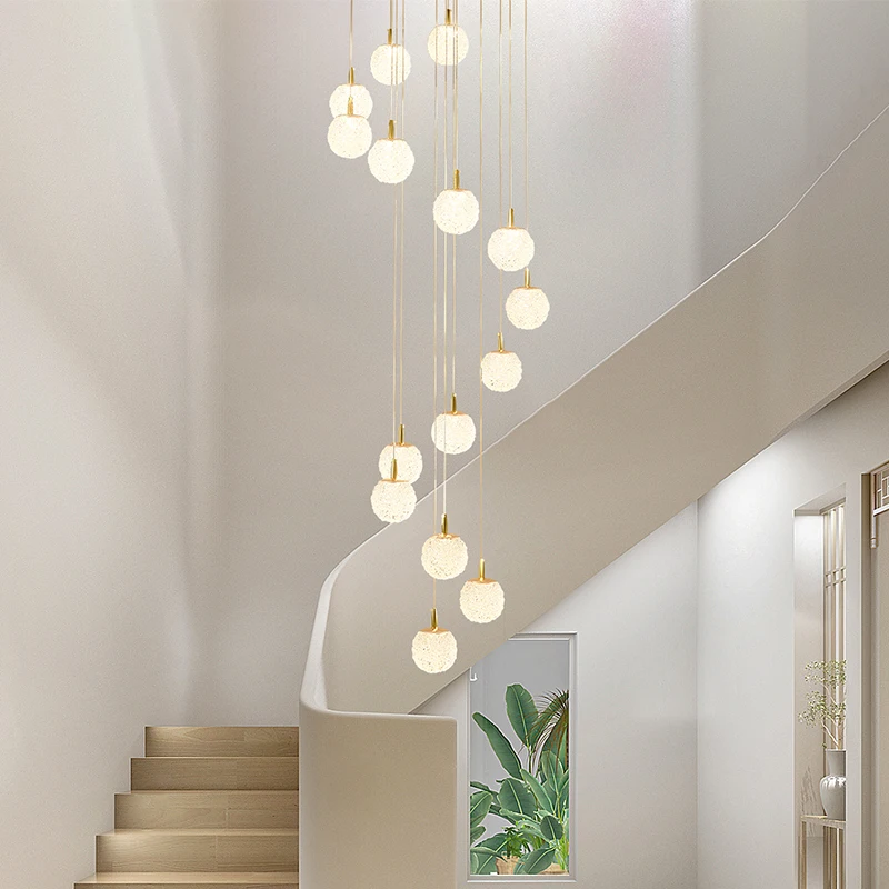 Duplex Stair Spiral Chandeliers Hotel Lobby Simple Modern Villa Living Room Decor Indoor Home Lighting LED Light Fixture