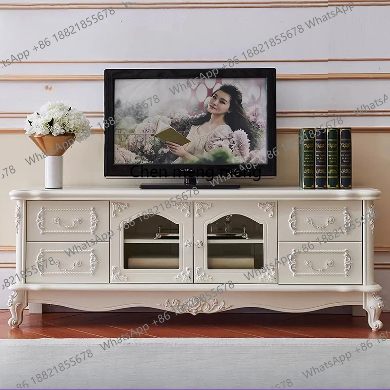 European TV cabinet combination small apartment modern simple living room locker high master bedroom floor cabinet ivory white