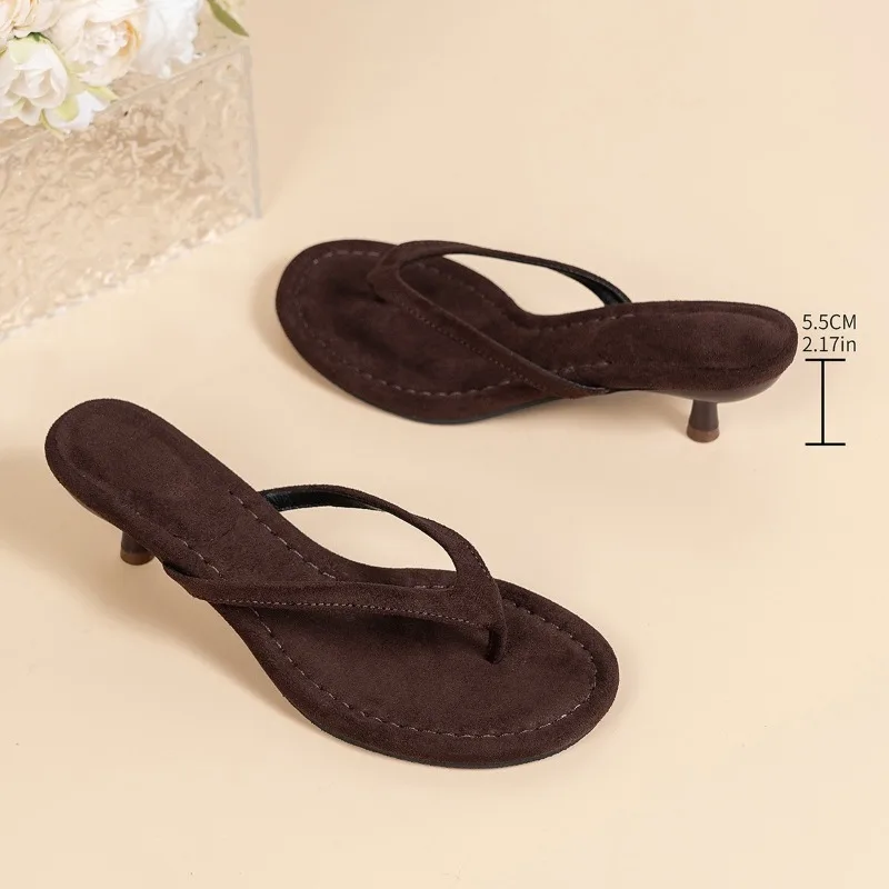 Modische Damen-Slipper mit Rundzehe und Dünnen Absätzen, Flip-Flops, Sandalen für Frühling und Sommer, Elegante Pumps mit Absatz