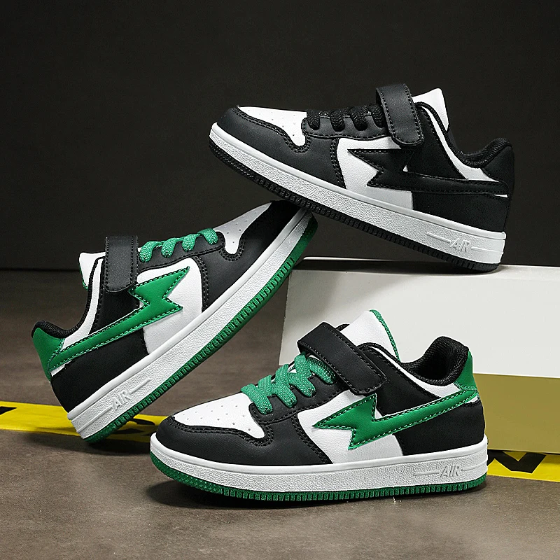 

2024, новые одноклассные детские кроссовки для мальчиков и девочек, всесезонные повседневные кожаные низкие студенческие кроссовки