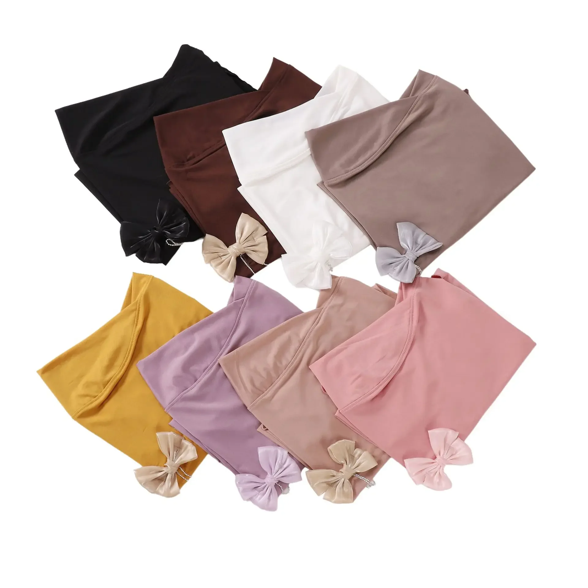 

Модный хиджаб с бантом для женщин, мусульманский готовый платок-тюрбан, готовый к носке, цельный головной убор Амира, исламский никаб.