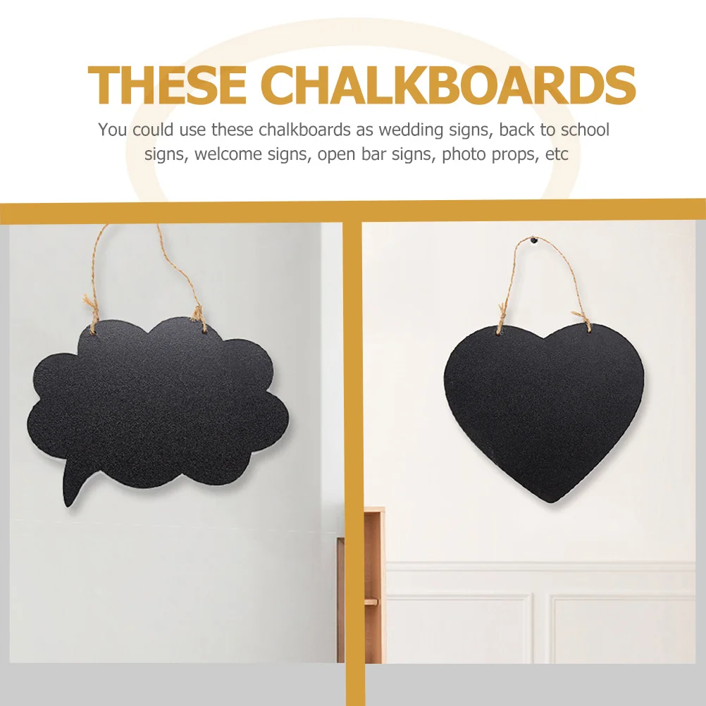 

4Pcs Hanging Wooden Chalkboards Creative Message Board for Home Kitchen Garden Party Decor Message Blackboard Wooden Chalkboards