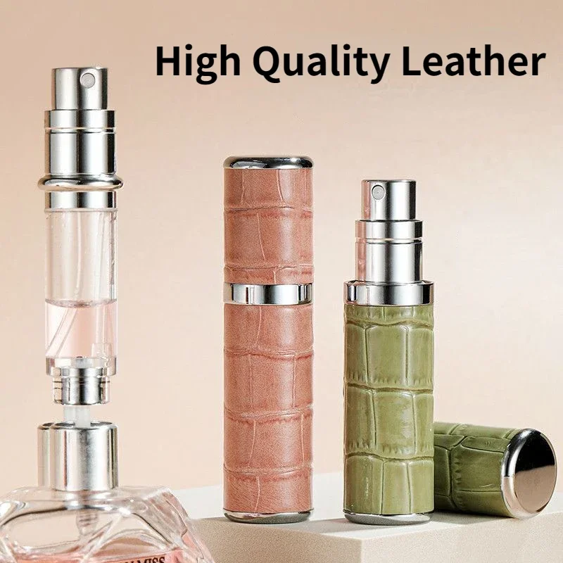 5ml High Quality Leather Portable Bottom-Filling Pump Perfume Refillable Spray Empty Cosmetic Containers Atomizer Bottle Travel