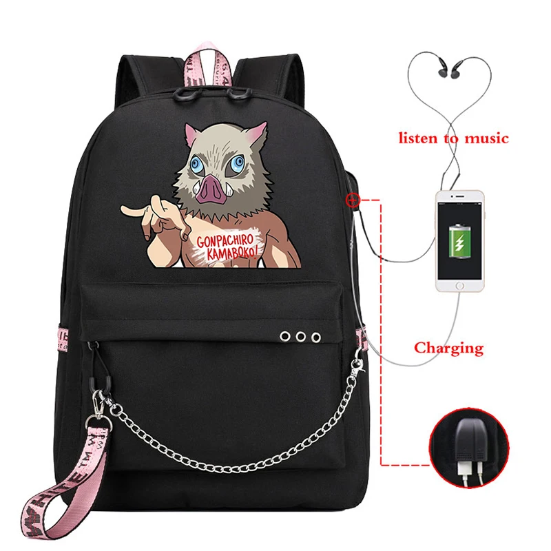 Demon Slayer Manga Anti-theft School Bags Brand High Quality Bags Women Kawaii Travel Bags with Usb Demon Slayer Backpack Kids