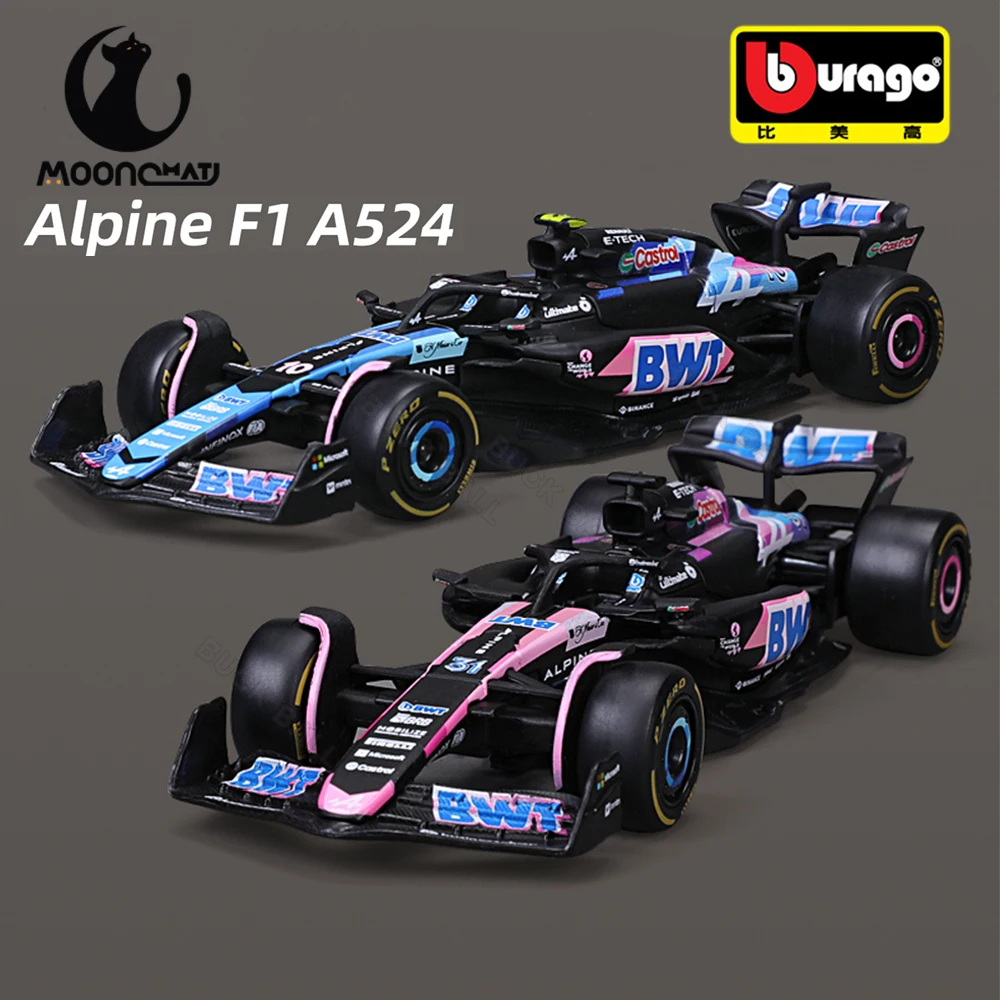 Bburago 1:43 A524 BWT Alpine Bahrain F1 Team 2024 #10 Pierre Gasly #31 Esteban Ocon Alloy Car Die Cast Model FORMULA 1 Racing