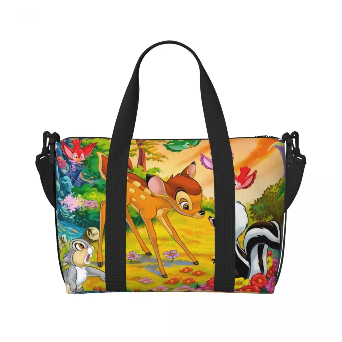 

Сумки-тоут для покупок Bambi на заказ, женские сумки большой емкости Kawaii с героями мультфильмов, аниме, тренажерный зал, пляжные дорожные сумки