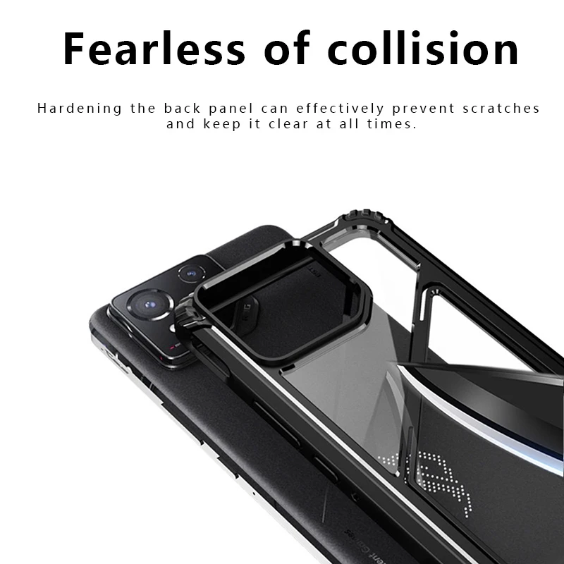 Shockproof Case for Asus ROG Phone 8 Rog 8 Pro Hard PC + TPU Hybrid Protective Clear Cover Foldable Kickstand Shockproof Capas