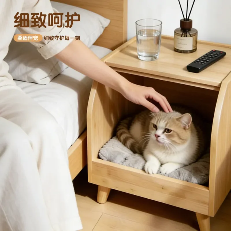 DSA Solid Wood Kennel Cat Nest All Seasons Universal Sisal Sense Dog House Small Dog Dog House Cat Scratch Board Pet Bed