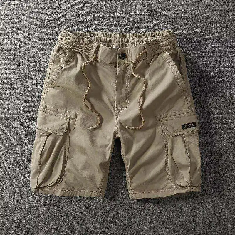 

Wear-Resistant Casual Shorts for Men Summer Loose Fit Trendy Large Size City Walk Cotton Straight Leg Youthful Green Color