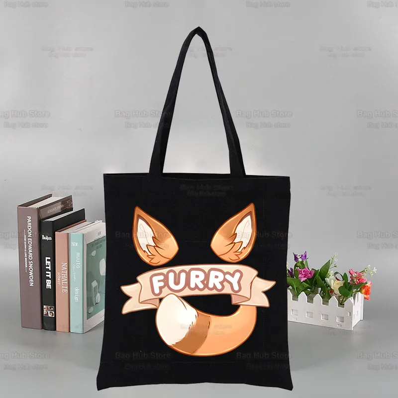 Furry Black New Female Handbags Fashion Handbag Canvas Bag Tote Casual Shoulder Bag Reusable Shopping Bags