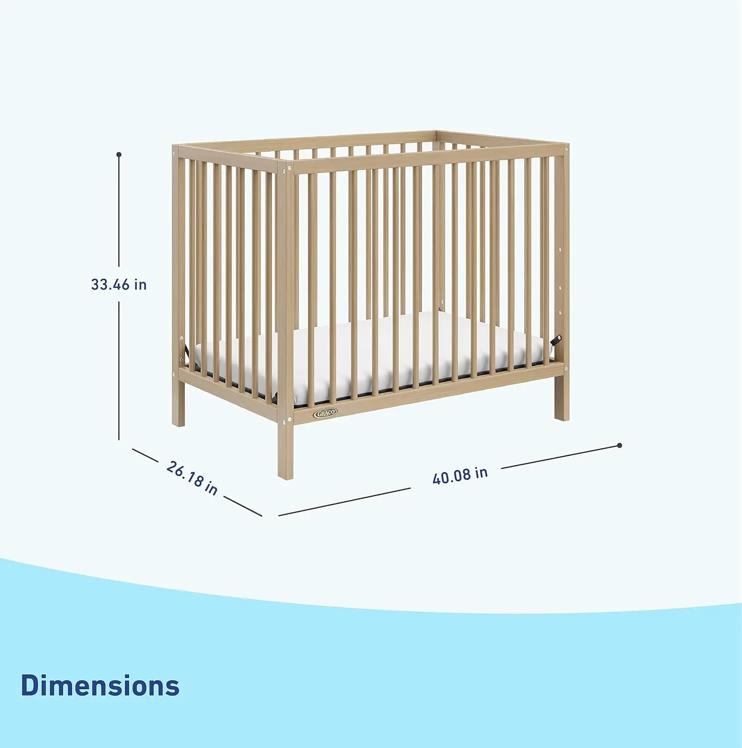 Teddi 4-in-1 Convertible Mini Crib with Bonus Water-Resistant Mattress (Driftwood) , 2.75-Inch Mattress Included
