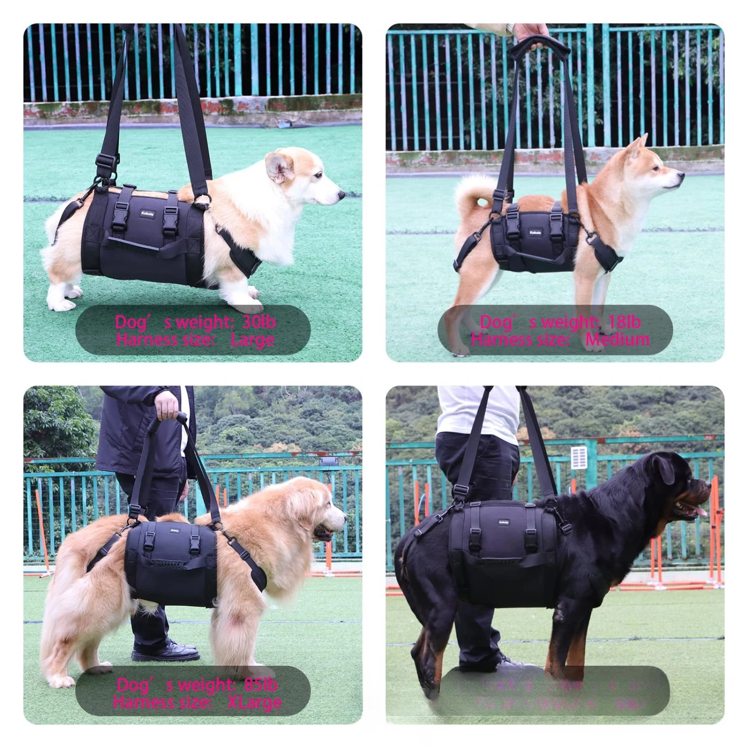 Adjustable, portable and convenient dog sling with comfortable hip support for rehabilitation and limping canines - Ideal mobili