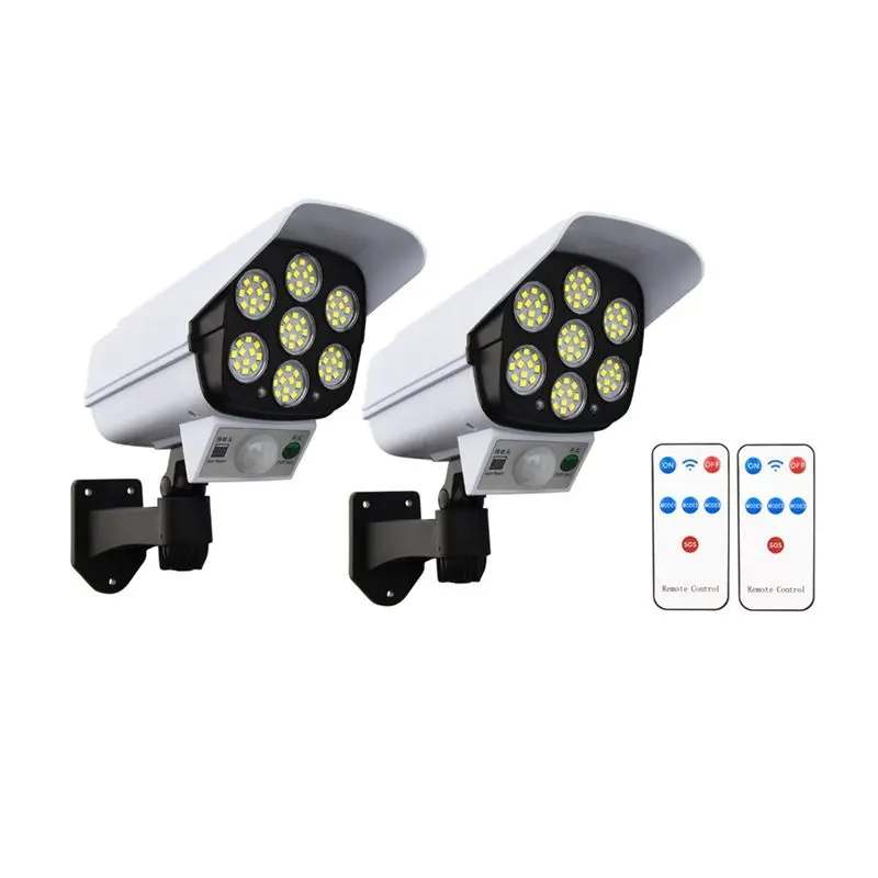 CQMF-2PCS Outdoor Solar Ligths 77Led PIR Motion Sensor Lamp Simulation Camera Solar Wall Light Waterproof Garden Decor Lights Du