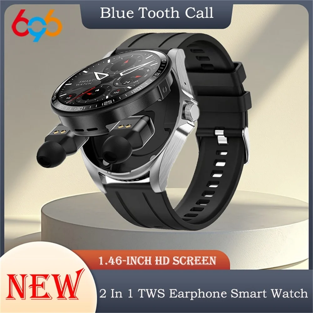 

Модные умные часы с наушниками 2 в 1, Bluetooth, звонки, музыка, мониторинг сердечного ритма и сна, часы с TWS-гарнитурой, смарт-часы