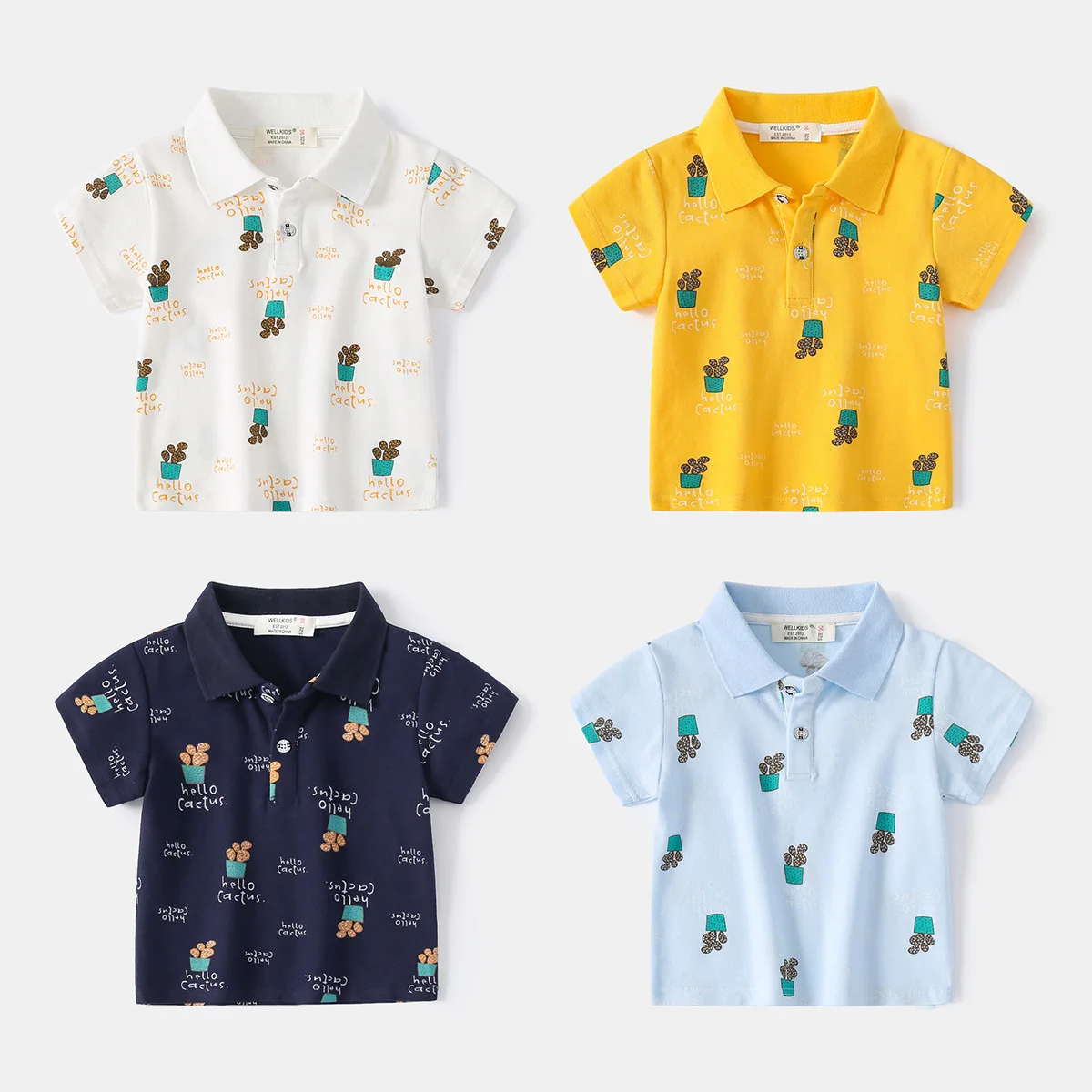 Cactus Boys Polo T-shirts Toddler Kids Tops Tees Summer Children's Clothes