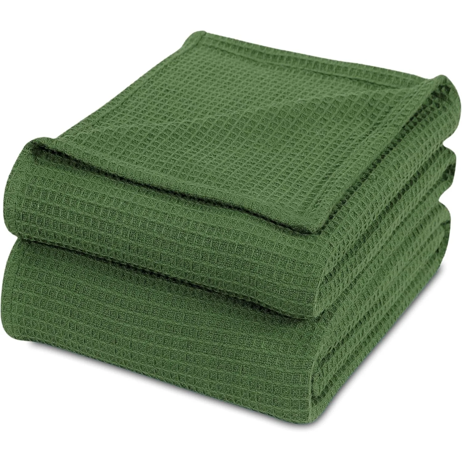 Combed Cotton Waffle Weave Super Soft, Cozy Warm, Breathable, Stylish, All Season Thermal Blankets Twin/Full/Queen/King