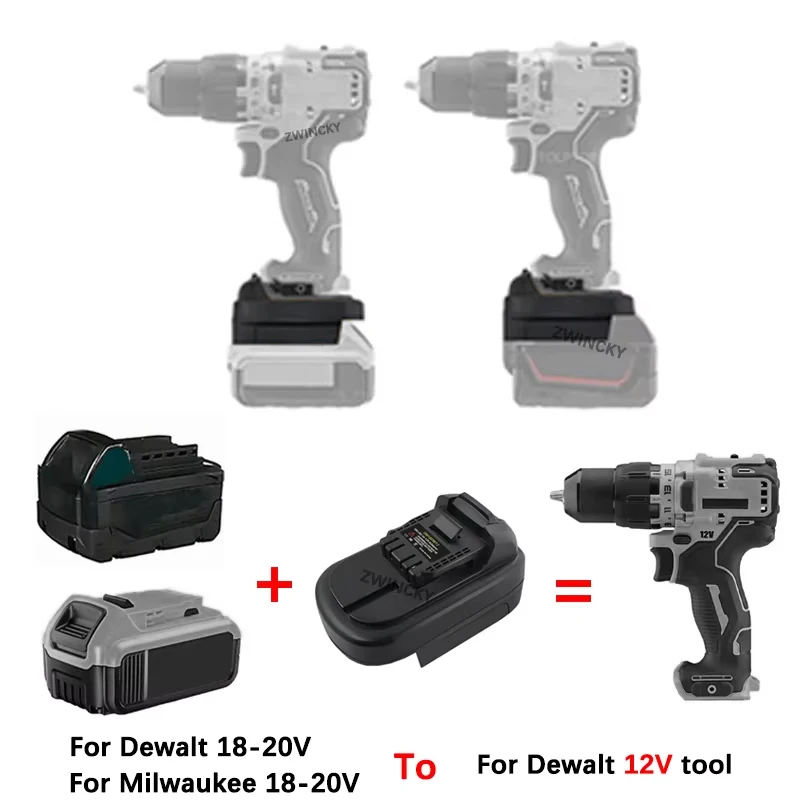 

NEW Converter Adapter for Dewalt/Milwaukee 18V 20V Li-ion Battery To for Dewalt 12V Battery Replacement Cordless Power Tool