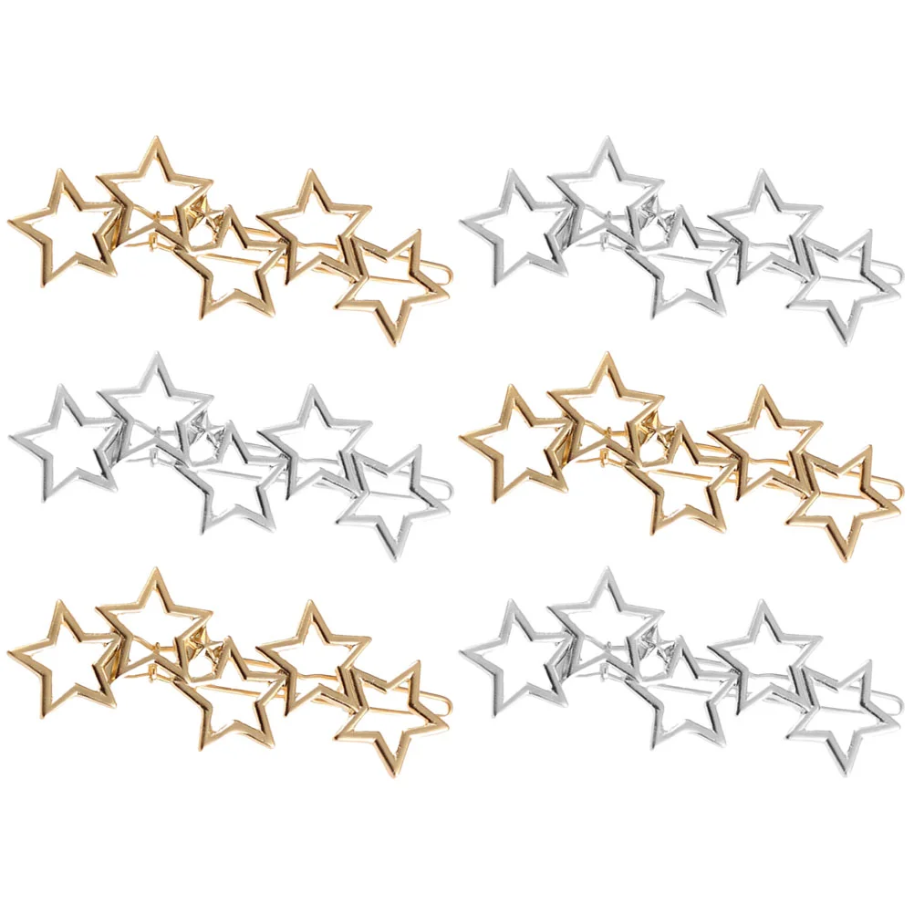 6 Pcs Hair Star Hairpin Banquet Wedding Accessories Barrettes for Women Alloy Clips