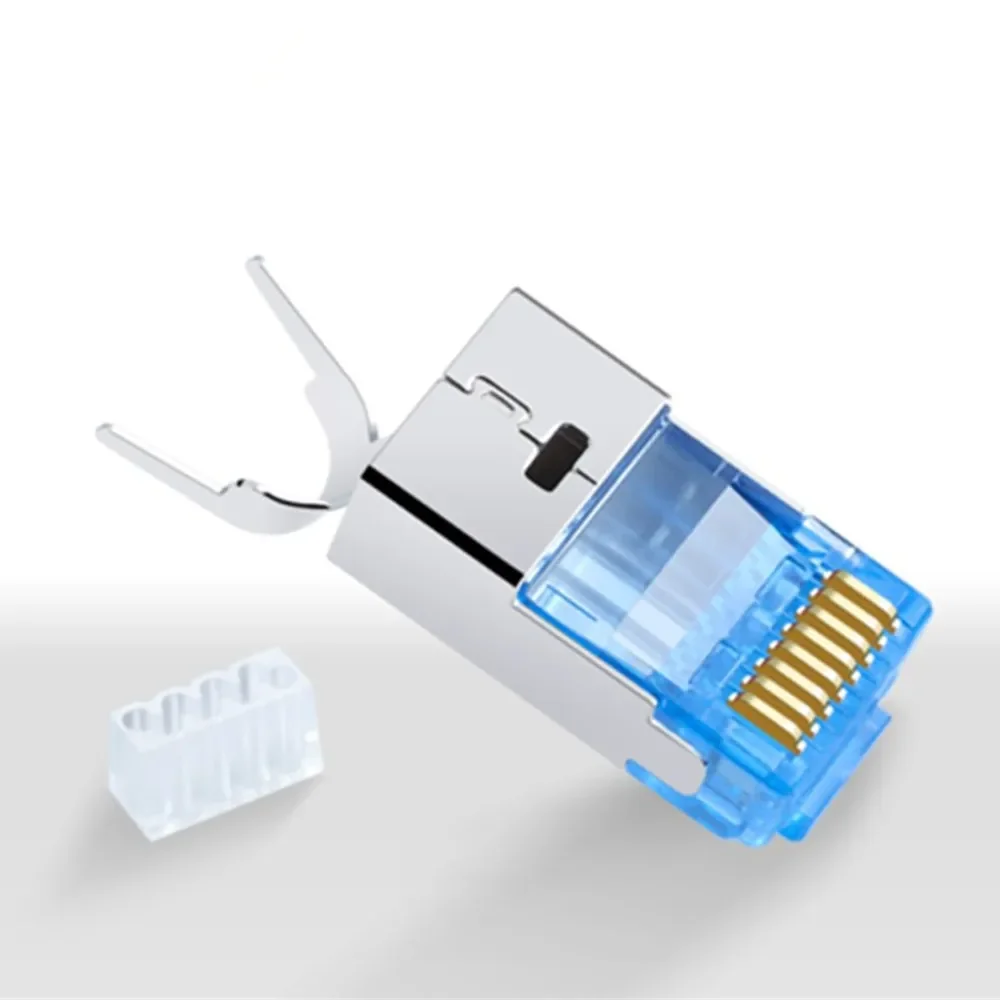 8P8C RJ45 CAT7 Plug Connector RJ 45 Shield Modular Crystal Head 10Gbps Gold Plated 50U 1.5mm Wire Hole With Multi-Color Boot